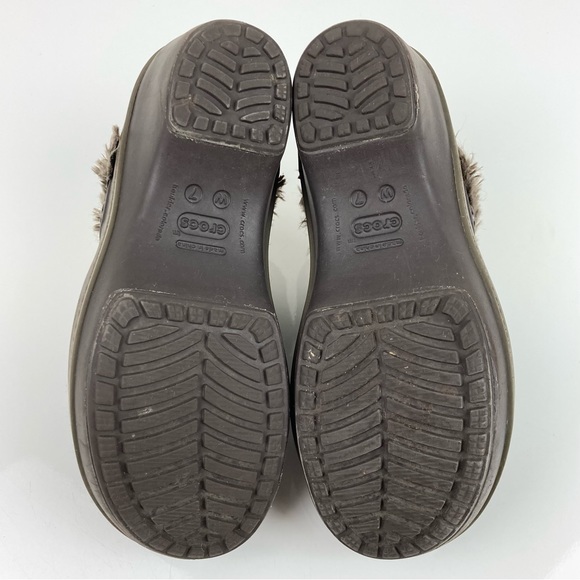 Crocs Women’s Eva Fur Lined Mule Clog Brown Slip On Size 7.0 - Picture 7 of 10